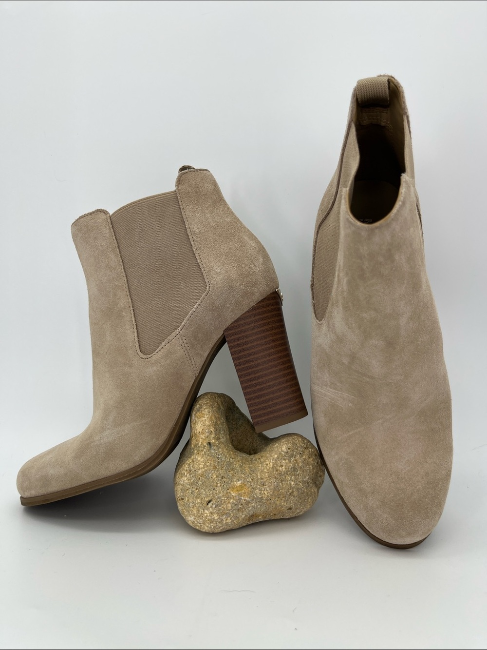 Michael Kors Taupe Suede Chelsea Ankle Booties